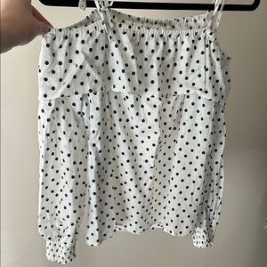 Zara White Smocked Ruffled Blouse